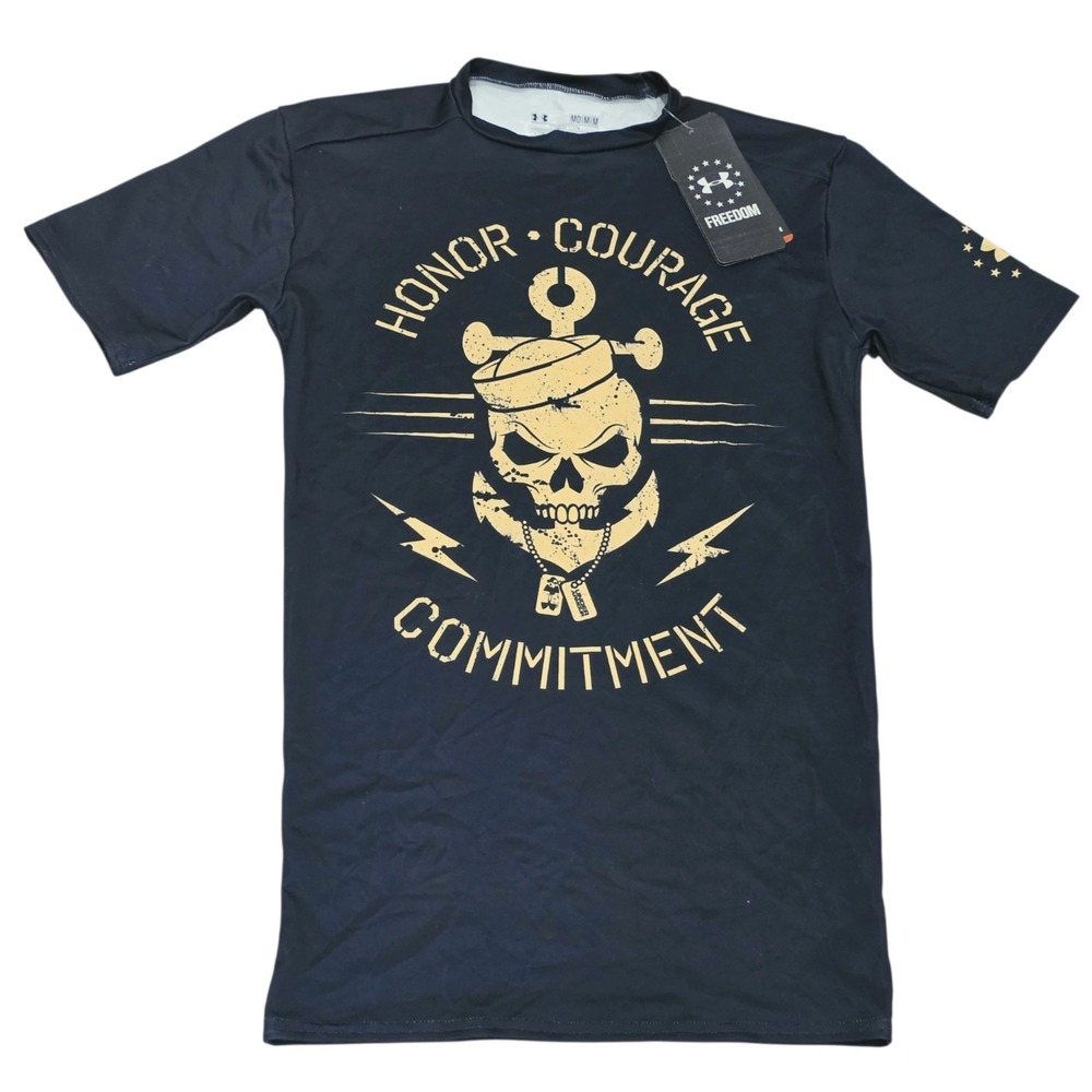 NWT Under Armour Freedom Shirt Men's M Compression Honor Courage Commitment Navy